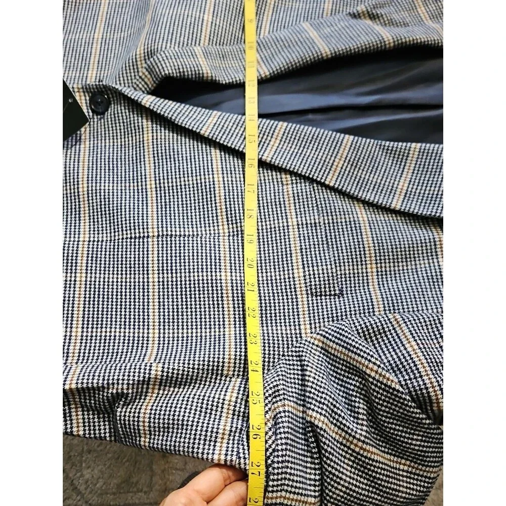 NWT Paul Fredrick Navy & Tan Plaid Blazer Men's 52L